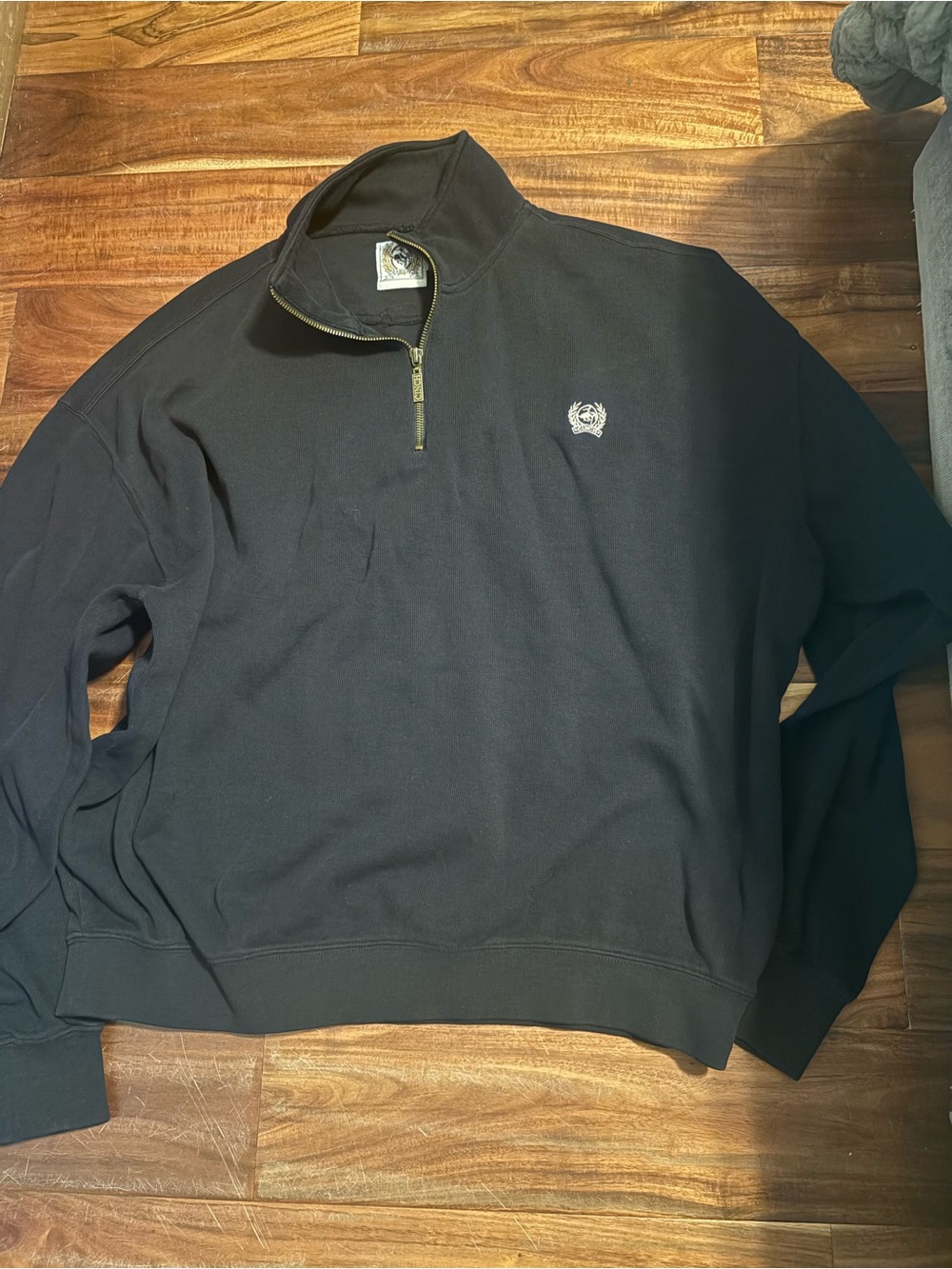 Cinch Men’s Black Quarter Zip Fleece Pullover Sweater Embroidered Logo L (1405)